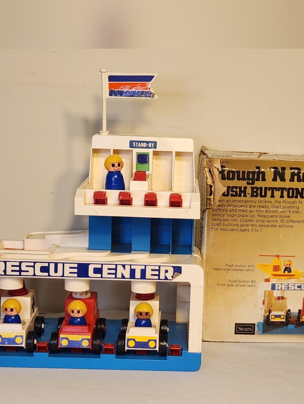 Vintage Sears Playset Rough 'N Ready Rescuers Rescue Center Incomplete W/ Box